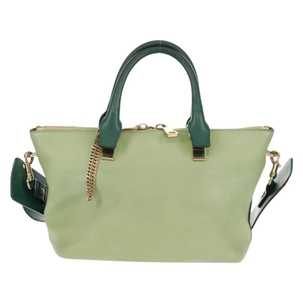 Chloe Bicolor Baylee Satchel Leather Green Leather Bag